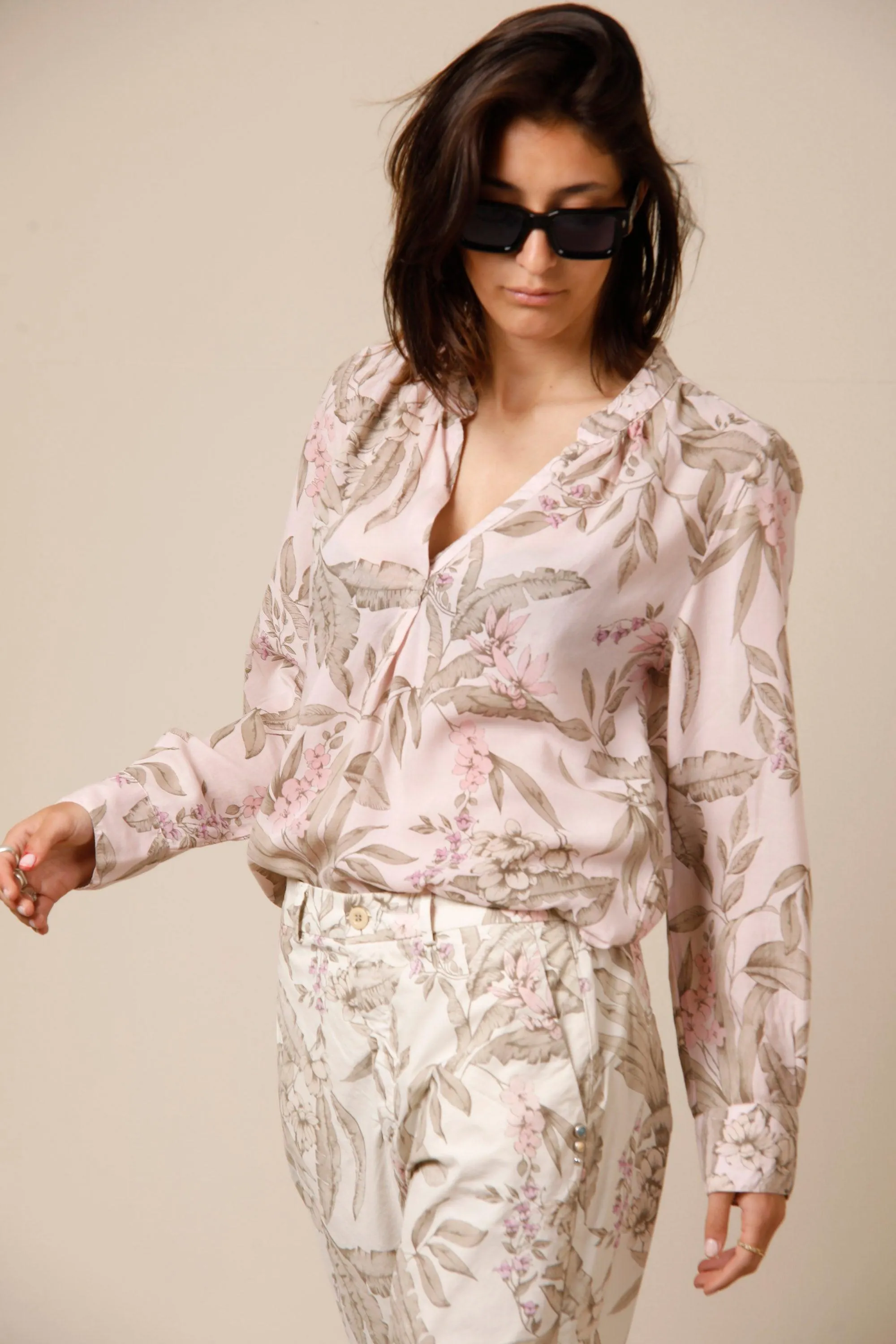 Adele woman shirt in tencel with long sleeves and flower pattern sold by Mason's product image thumbnail 2