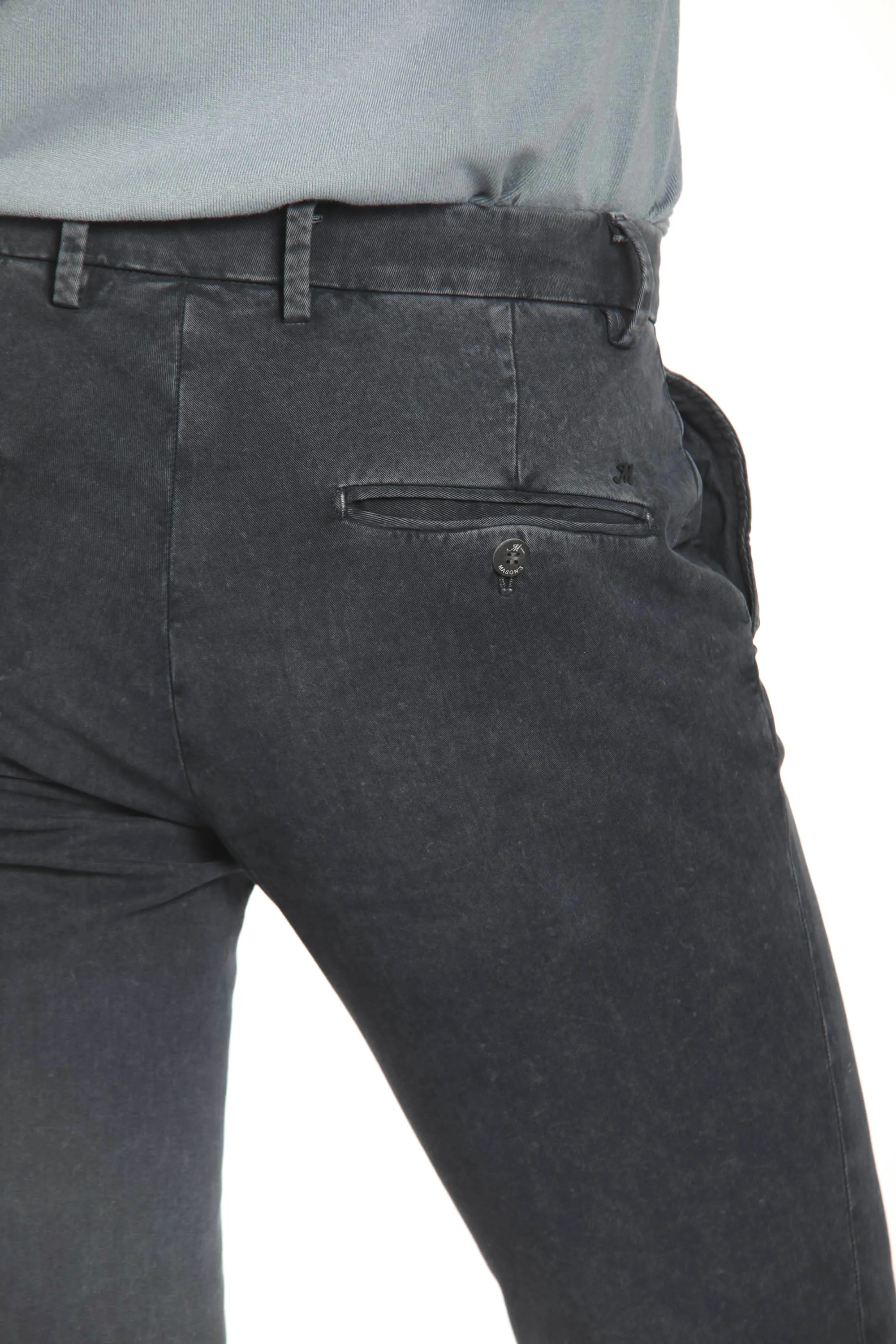 Milano Style Essential man chino pant in gabardine and modal stretch extra slim fit Special Washing sold by Mason's product image thumbnail 5