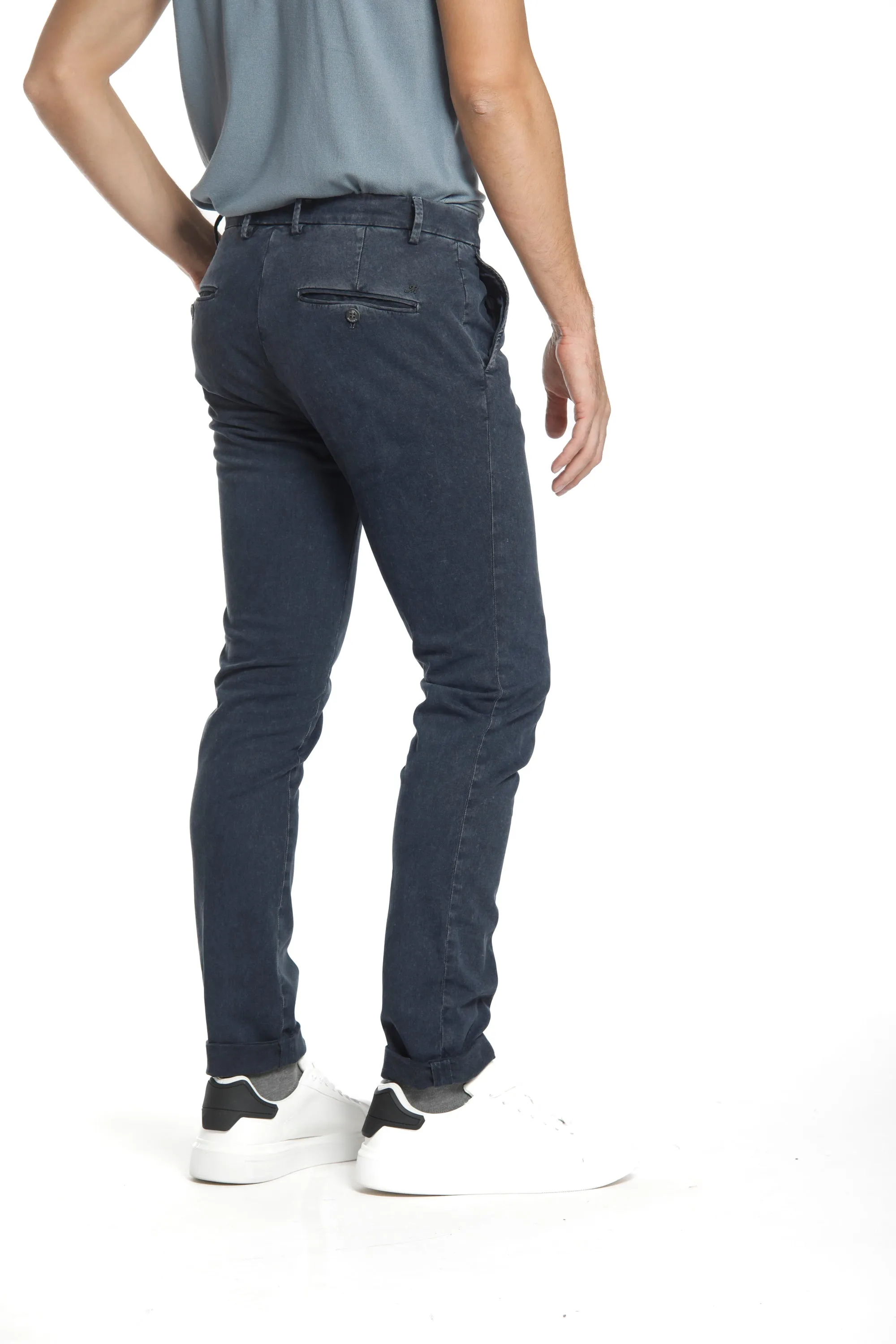 Milano Style Essential man chino pant in gabardine and modal stretch extra slim fit Special Washing sold by Mason's product image thumbnail 4