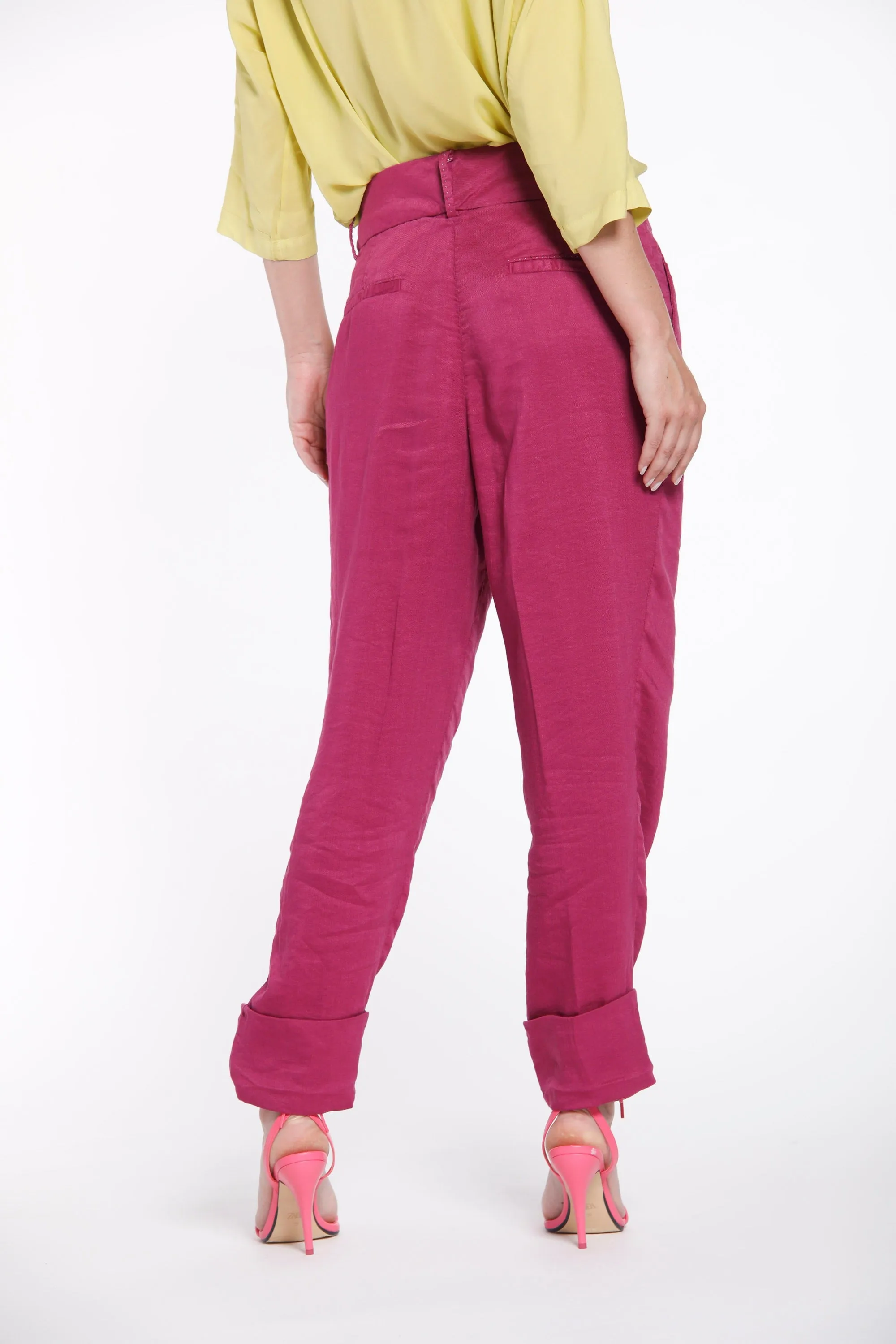 Iris woman chino pants in linen and viscose with wide turn-up curvy sold by Mason's product image thumbnail 4