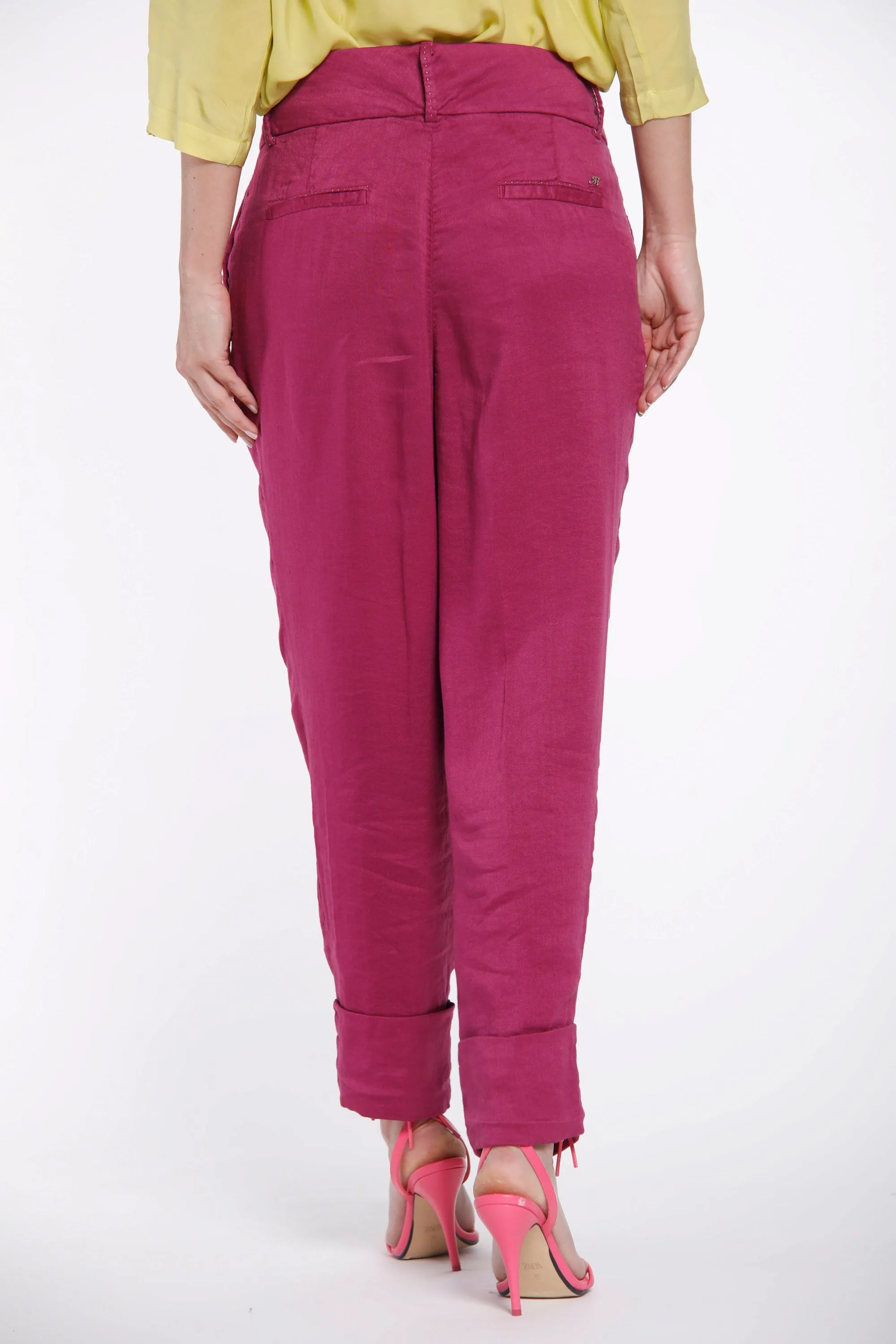 Iris woman chino pants in linen and viscose with wide turn-up curvy sold by Mason's product image thumbnail 5