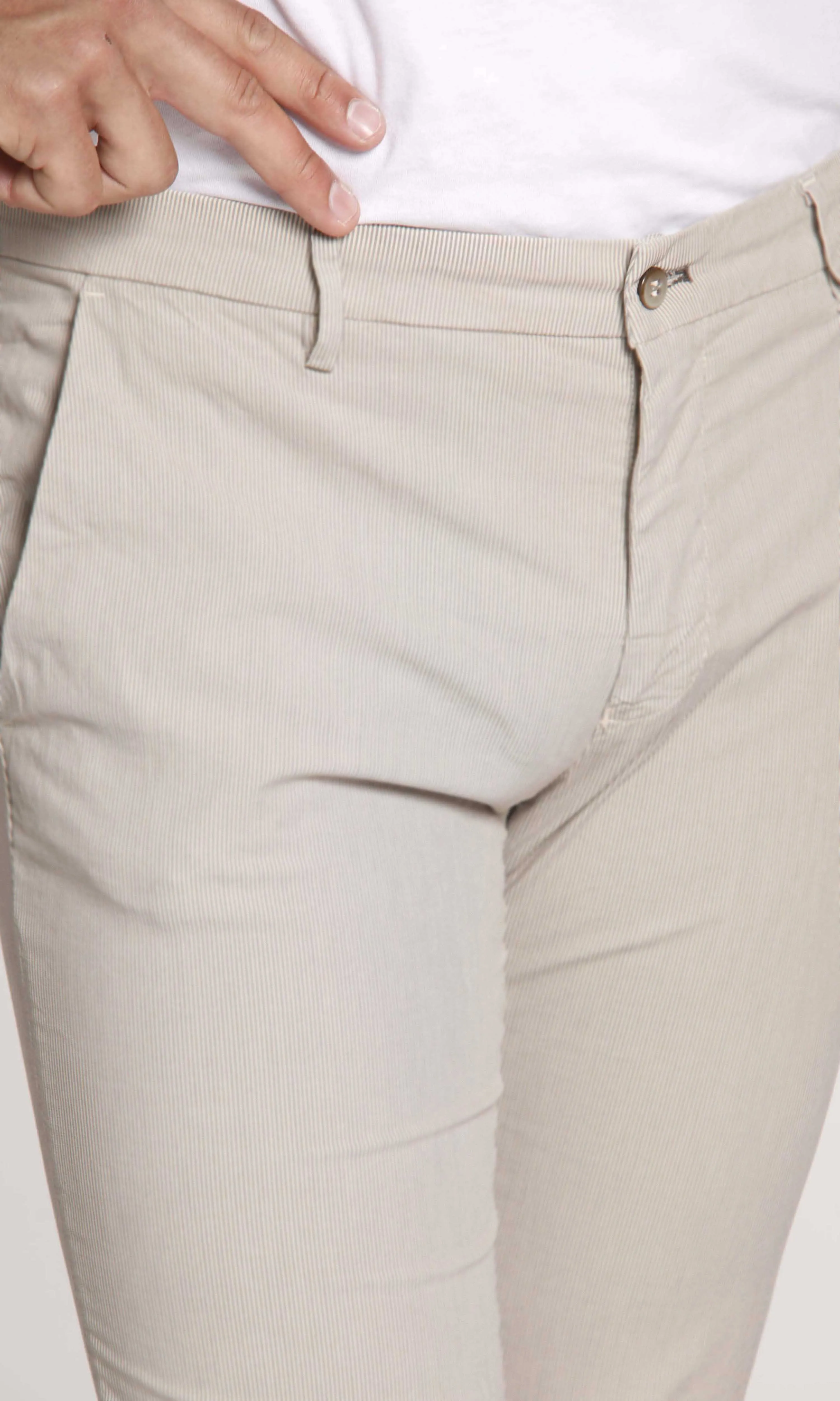 Milano Limited man chino pants in cotton and tencel with stripes pattern extra slim sold by Mason's product image thumbnail 2