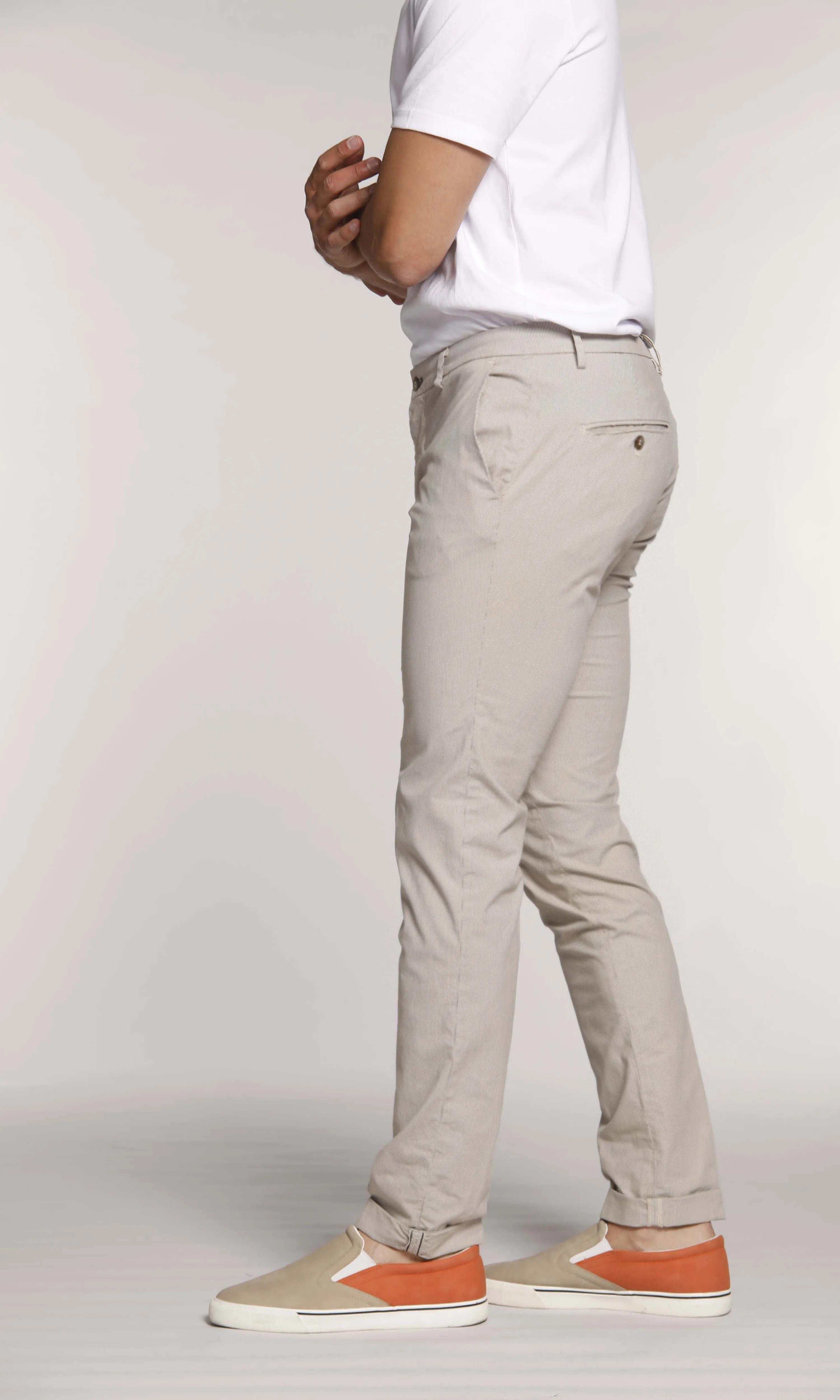 Milano Limited man chino pants in cotton and tencel with stripes pattern extra slim sold by Mason's product image thumbnail 4
