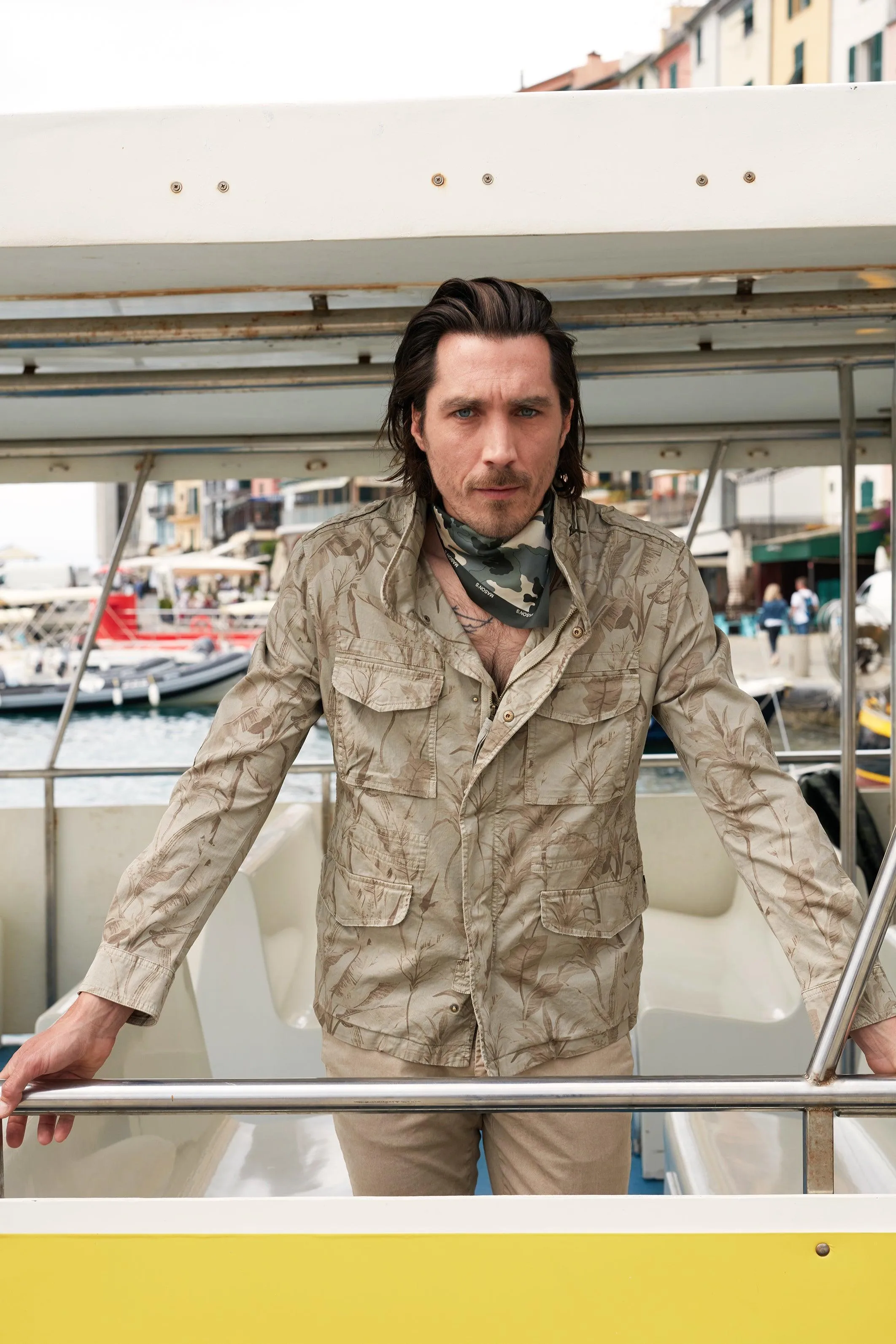 M74 Jacket man field jacket in cotton with leaves pattern sold by Mason's