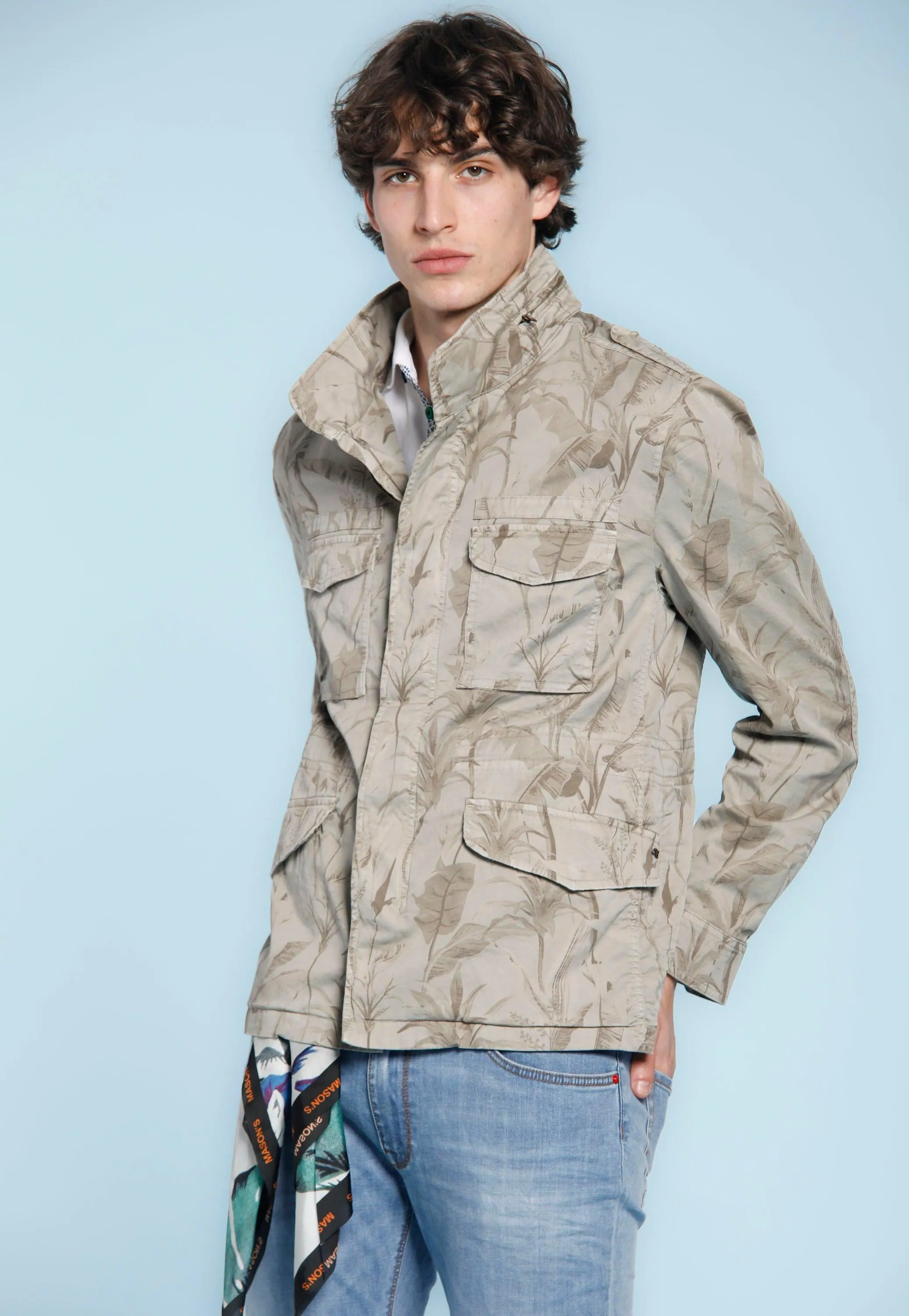 M74 Jacket man field jacket in cotton with leaves pattern sold by Mason's product image thumbnail 2