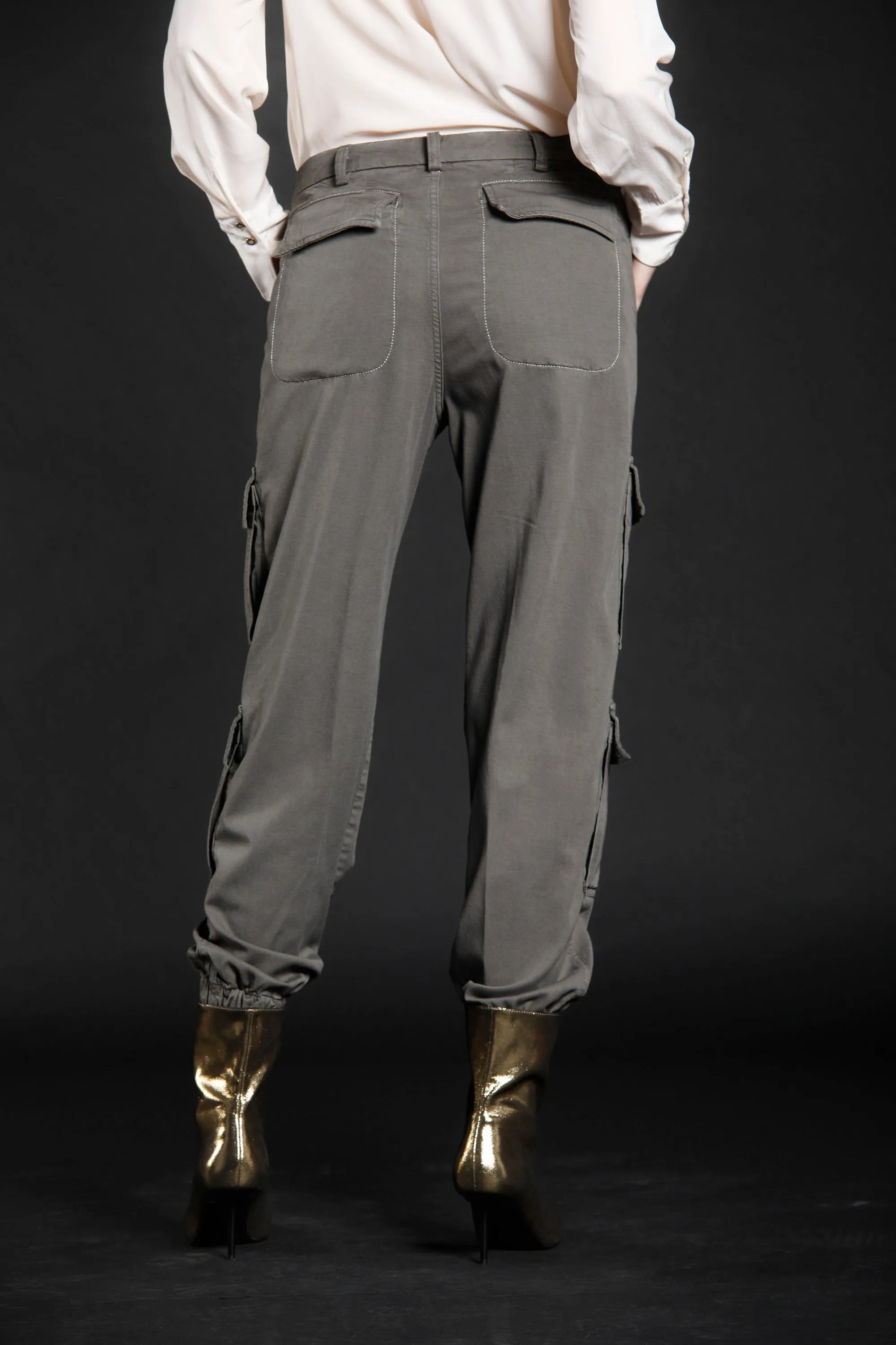 Evita Cargo women's cargo pants in gabardine curvy fit sold by Mason's product image thumbnail 4