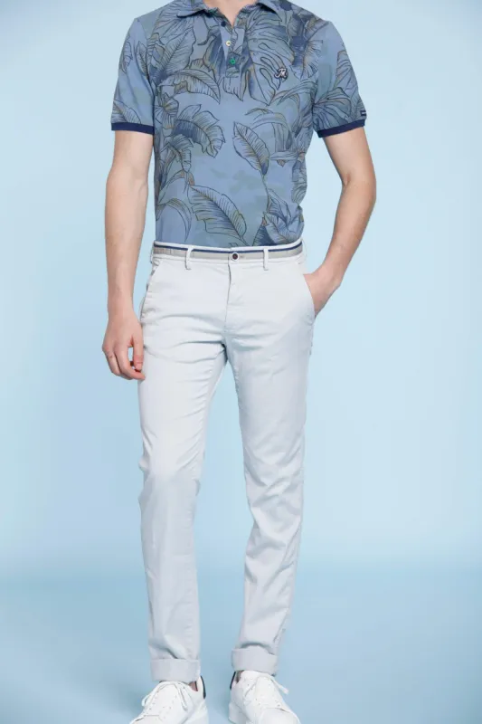 Torino Summer man chino pants in cotton and tencel with ribbon slim sold by Mason's