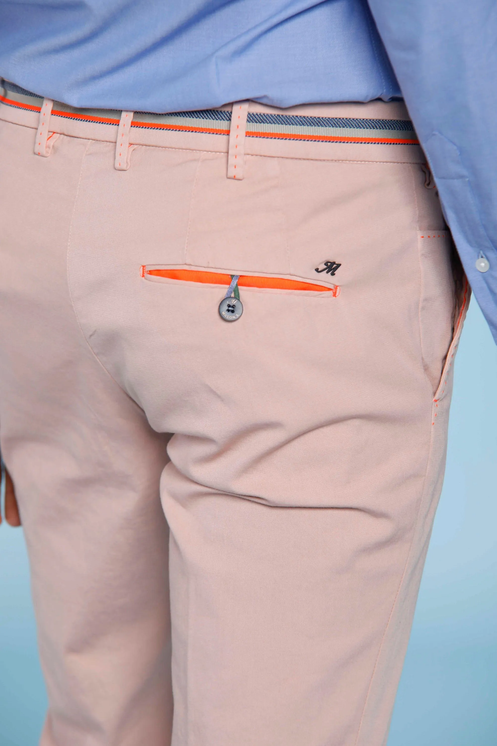 Milano Start man chino pants in stretch satin with fluo ribbons extra slim sold by Mason's product image thumbnail 5