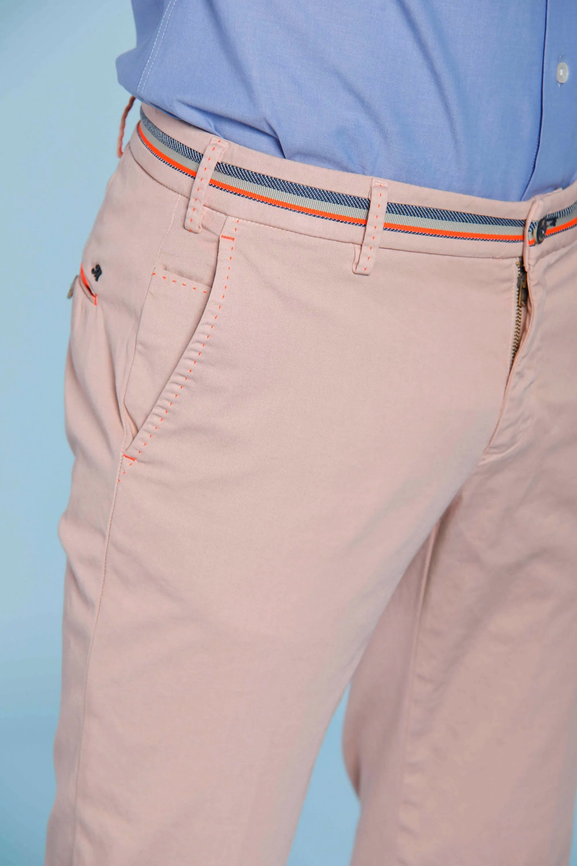 Milano Start man chino pants in stretch satin with fluo ribbons extra slim sold by Mason's product image thumbnail 3