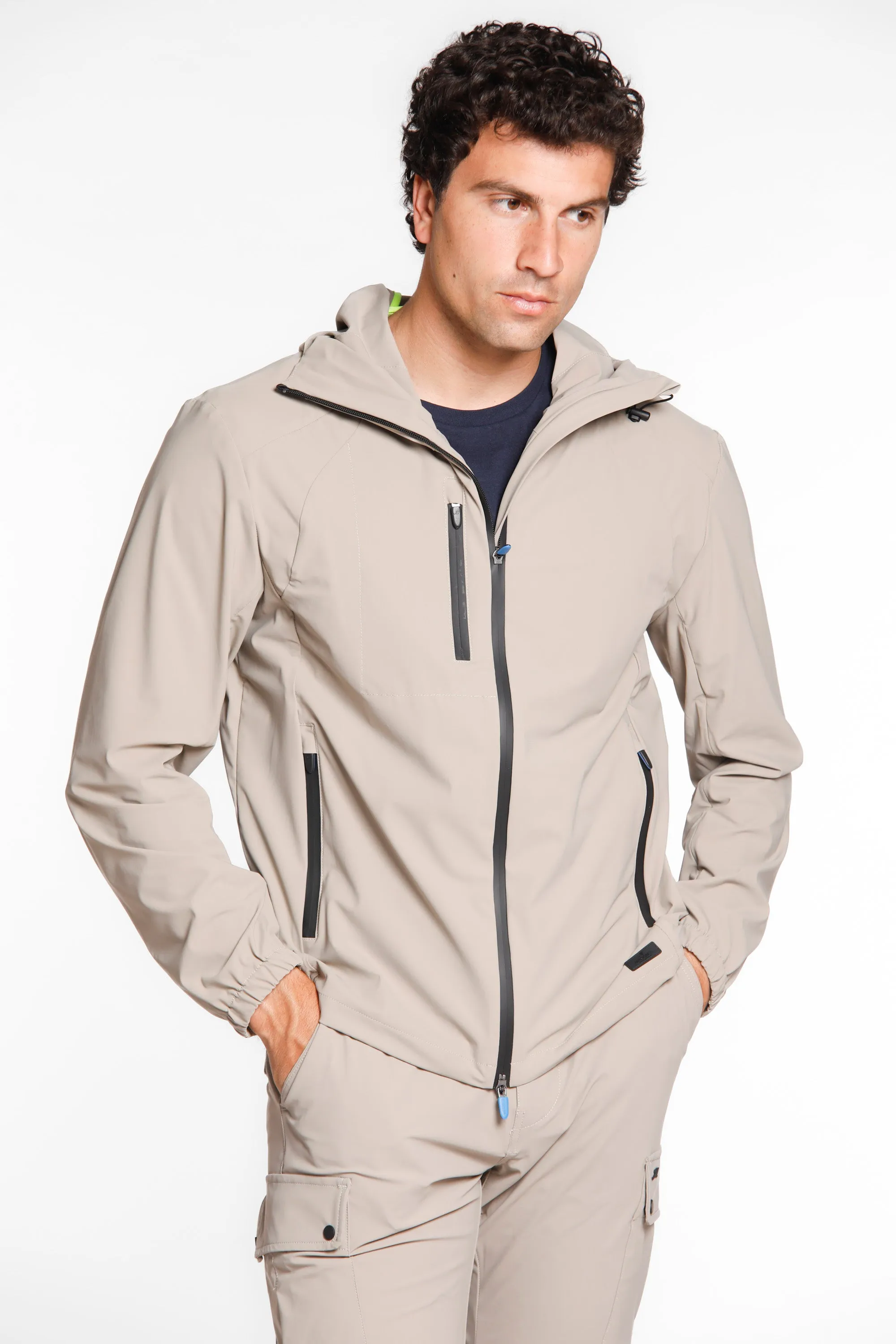 King Dynamic man jacket in super technical jersey with hood sold by Mason's