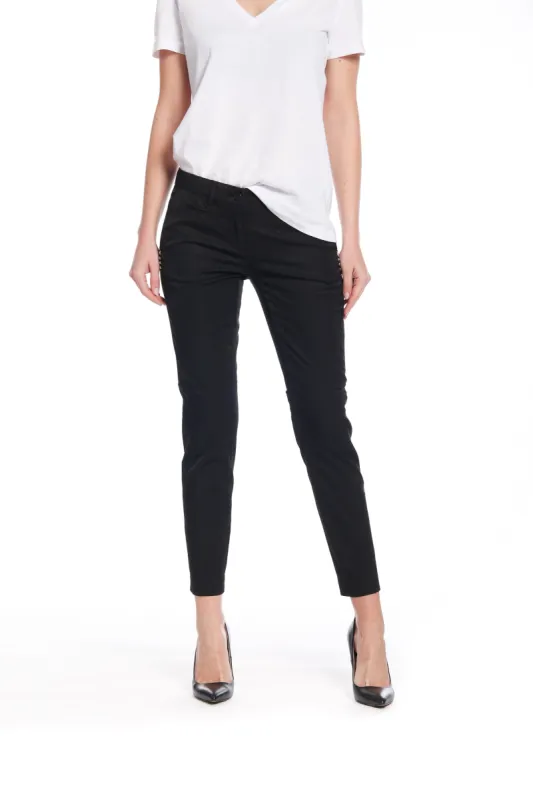 New York Slim woman chino trousers in stretch satin slim ① sold by Mason's