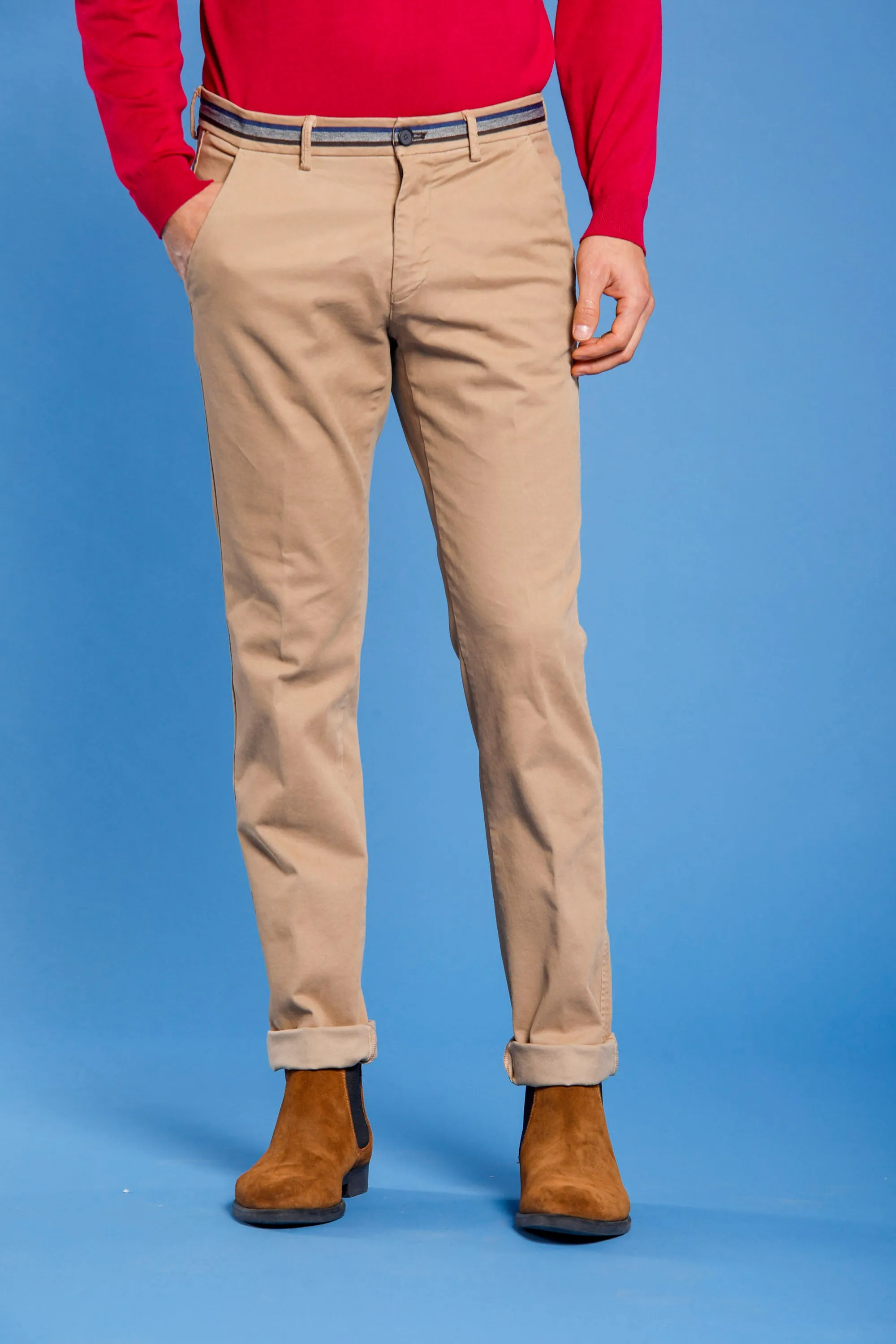 Torino Winter man gabardine and modal stretch chino pants slim sold by Mason's