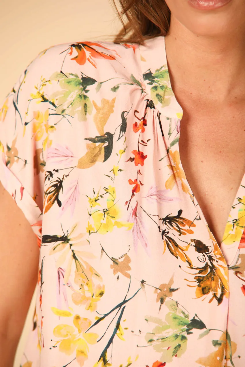 Adele MM woman's short sleeve shirt in viscose with wildflower pattern sold by Mason's product image thumbnail 3
