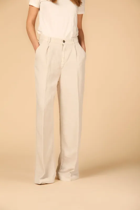 Ny Wide Pinces women's chino pants in tencel and linen straight sold by Mason's
