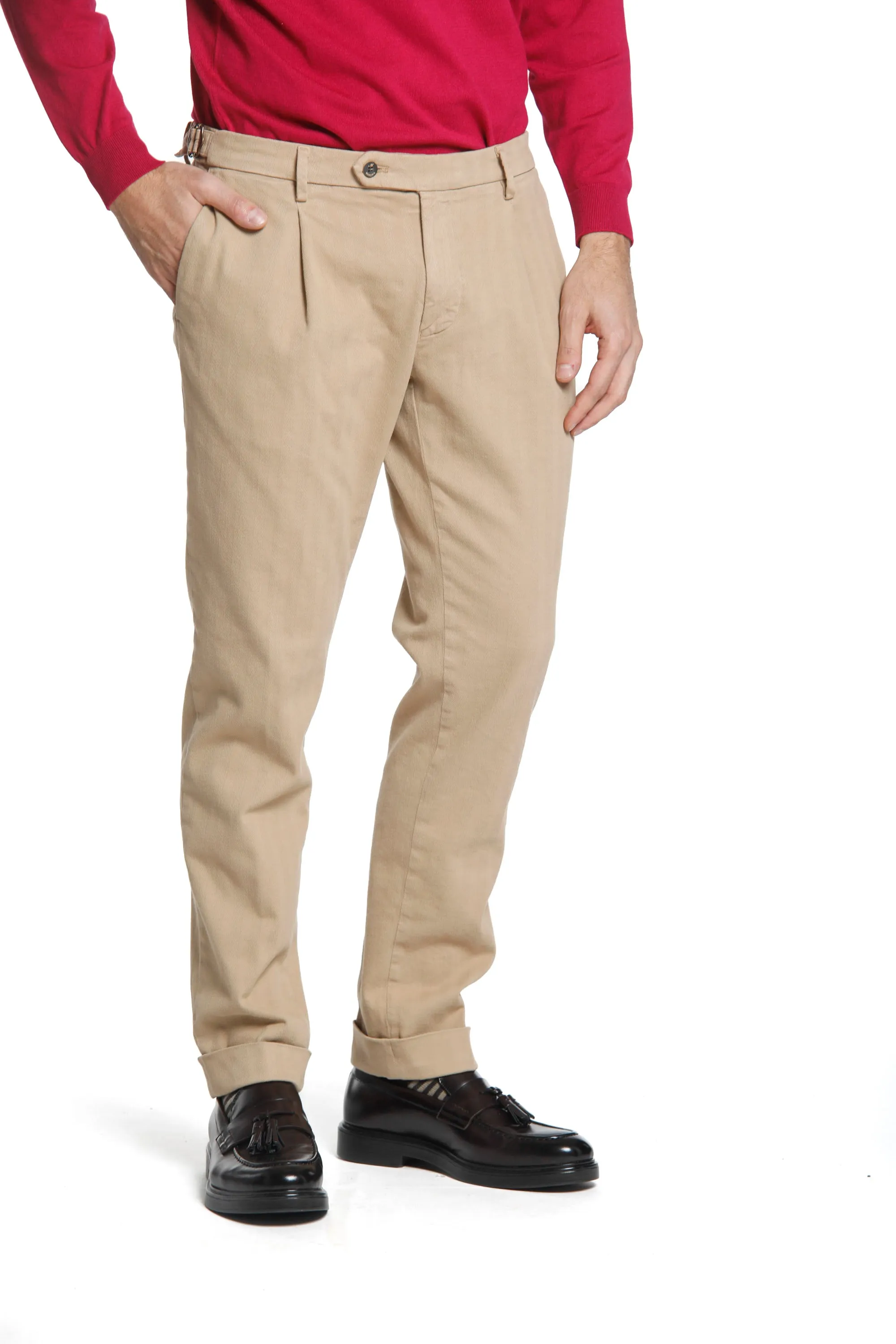 Genova Style man chino pants with resca weave regular sold by Mason's