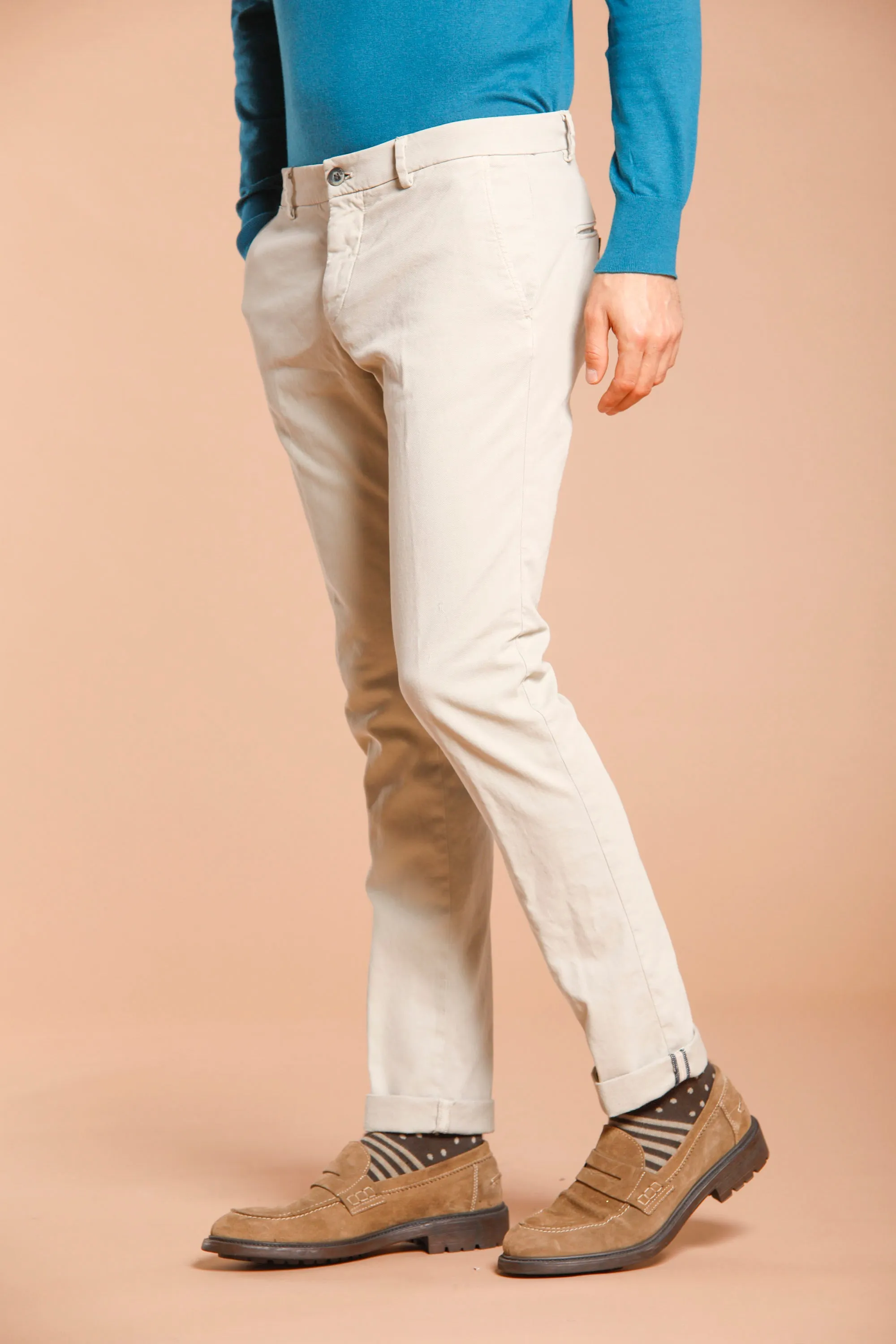 Milano Style man chino pant in gabardine and cotton modal stretch extra slim ① sold by Mason's product image thumbnail 2