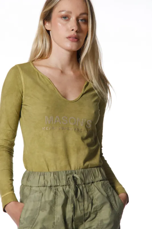 Longbeach woman t-shirt with long sleeves in cotton with studs sold by Mason's