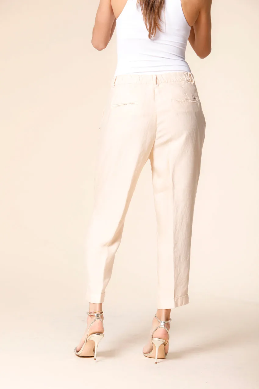 Linda Summer women's chino jogger pants in tencel and linen mat fabric relaxed sold by Mason's product image thumbnail 3