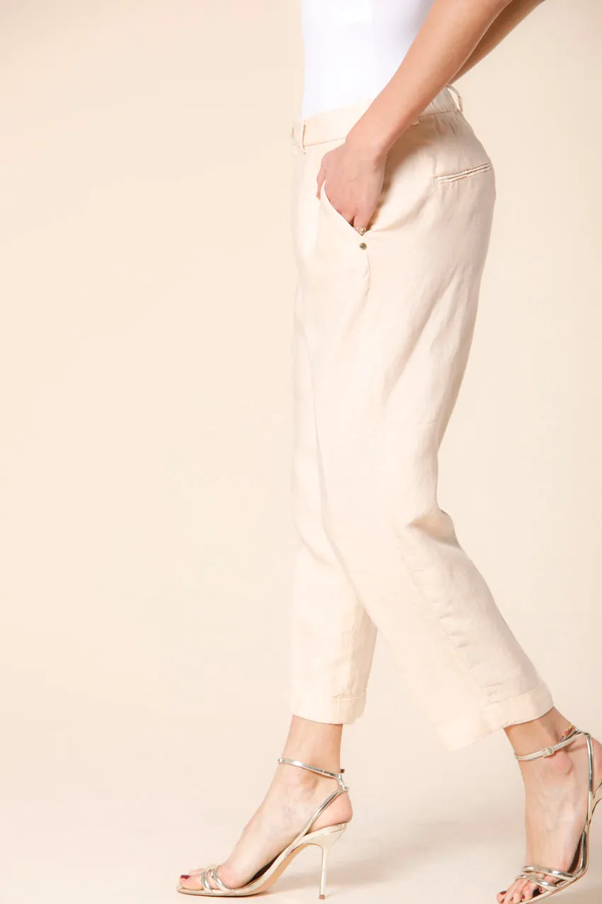 Linda Summer women's chino jogger pants in tencel and linen mat fabric relaxed sold by Mason's product image thumbnail 4