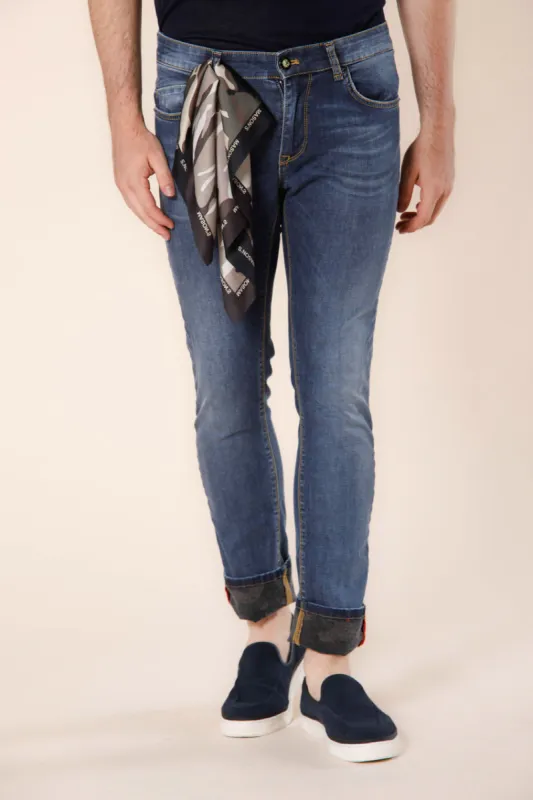 Harris 5 pockets men's pants in stretch denim with camouflage pattern slim sold by Mason's