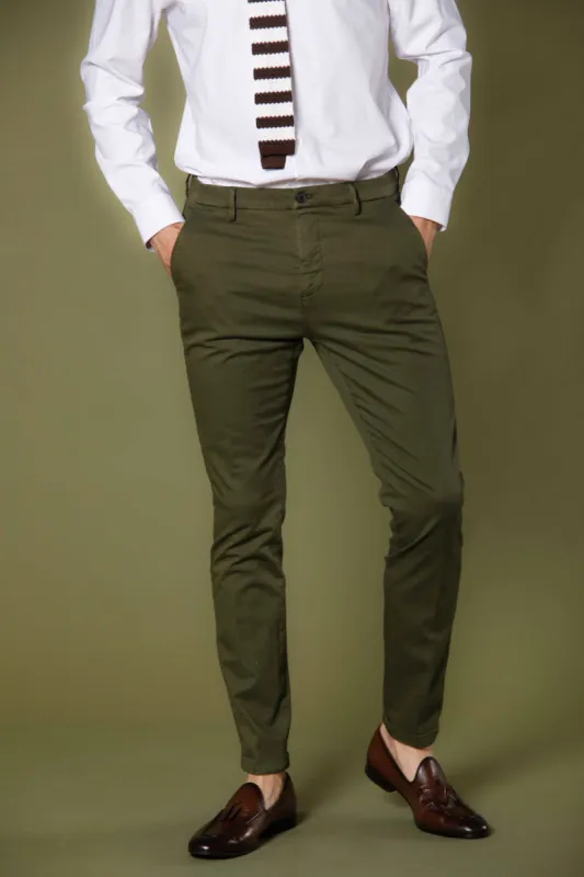 Osaka men's chino pants in cotton and tencel tricot carrot fit ① sold by Mason's