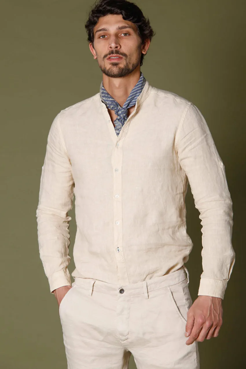 Porto men's long sleeve shirt in linen regular sold by Mason's