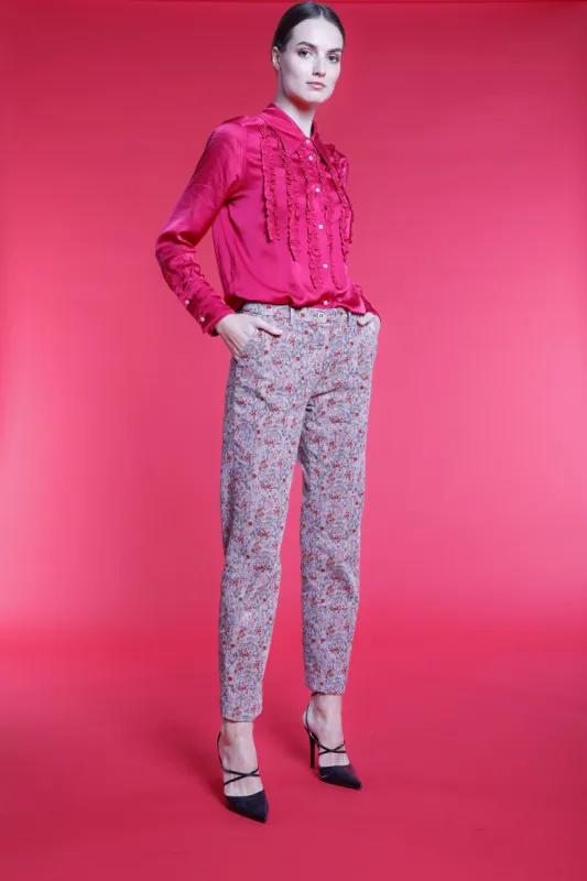 New York woman velvet floral pattern chino pants regular sold by Mason's