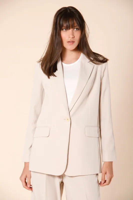 Irene women's long blazer with one button in technical fabric sold by Mason's