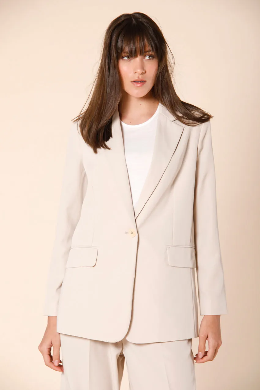 Irene women's long blazer with one button in technical fabric sold by Mason's