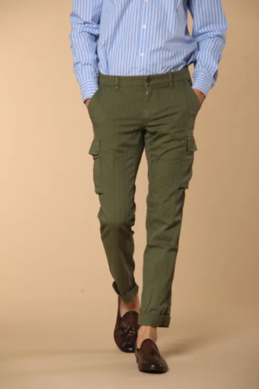 Chile men's cargo pants in cotton resca 3D extra slim sold by Mason's