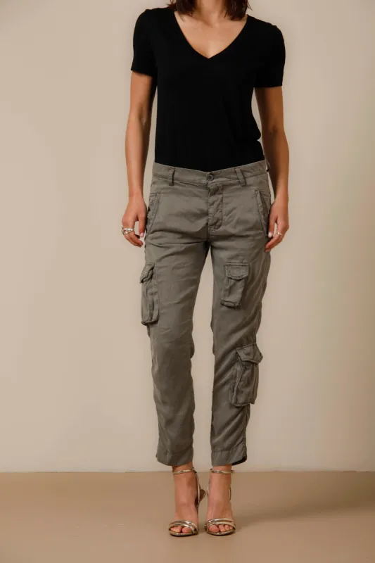 Asia Snake woman cargo pants in tencel with studs relaxed sold by Mason's