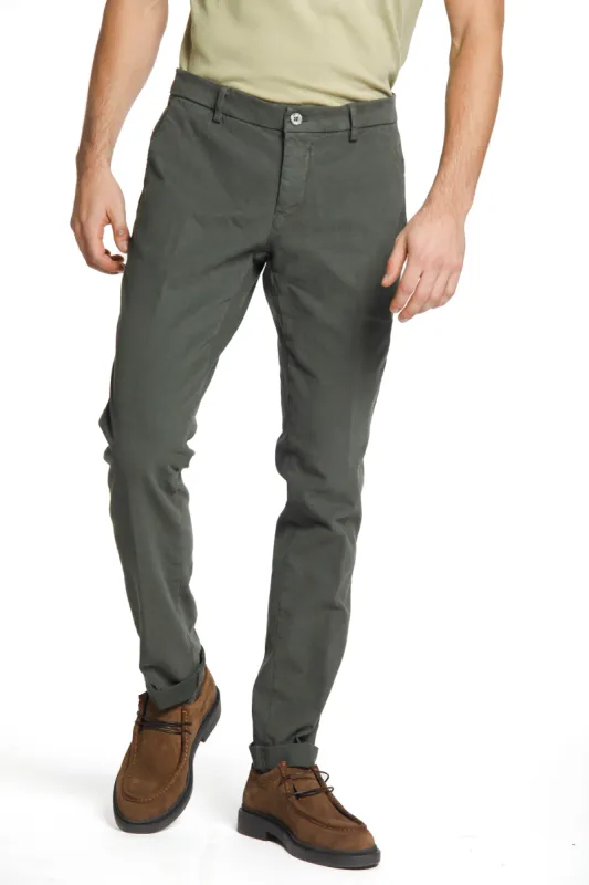 Milano Style man chino pant in gabardine and cotton modal stretch extra slim ① sold by Mason's
