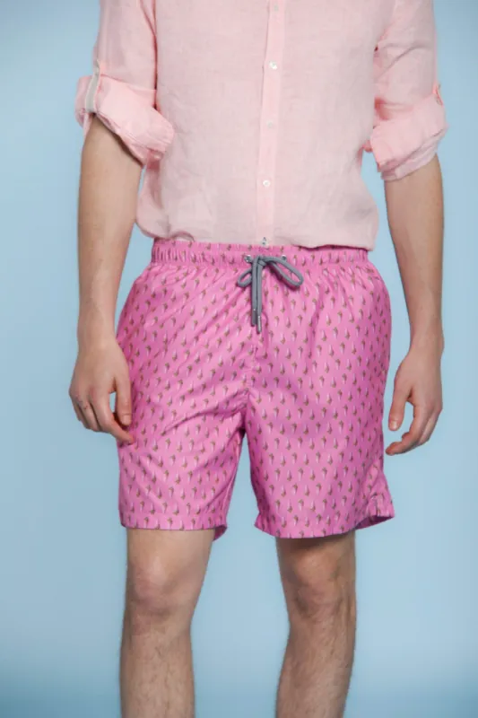Versilia Beach Chinos man swimming trunks with ice cream pattern in polyester sold by Mason's