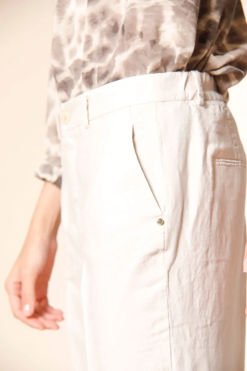 Linda Summer women's chino jogger pants in tencel and linen mat fabric relaxed sold by Mason's product image thumbnail 3