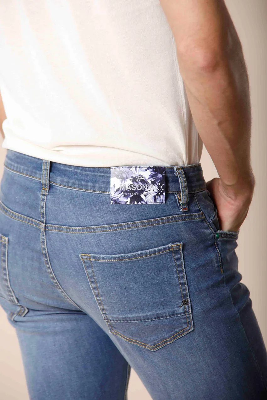 Harris 5 pockets men's pants in stretch denim with hawaii flower pattern slim sold by Mason's product image thumbnail 2