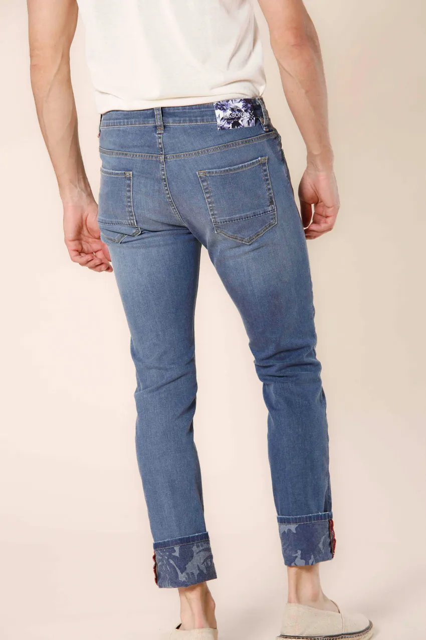 Harris 5 pockets men's pants in stretch denim with hawaii flower pattern slim sold by Mason's product image thumbnail 3