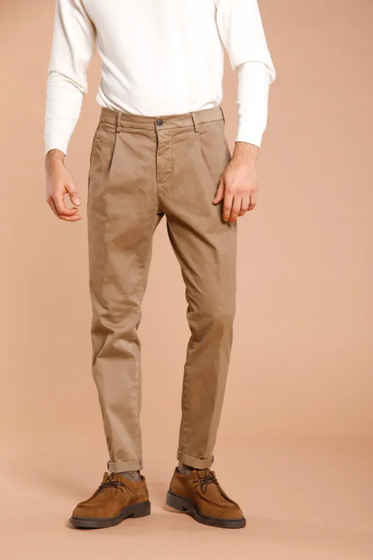 Osaka 1 Pinces man chino pant in satin carrot fit sold by Mason's