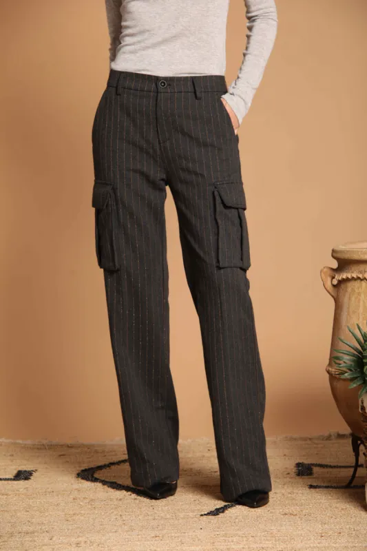 New York Wide Pinces women's chino pants with a striped design featuring lurex straight fit sold by Mason's