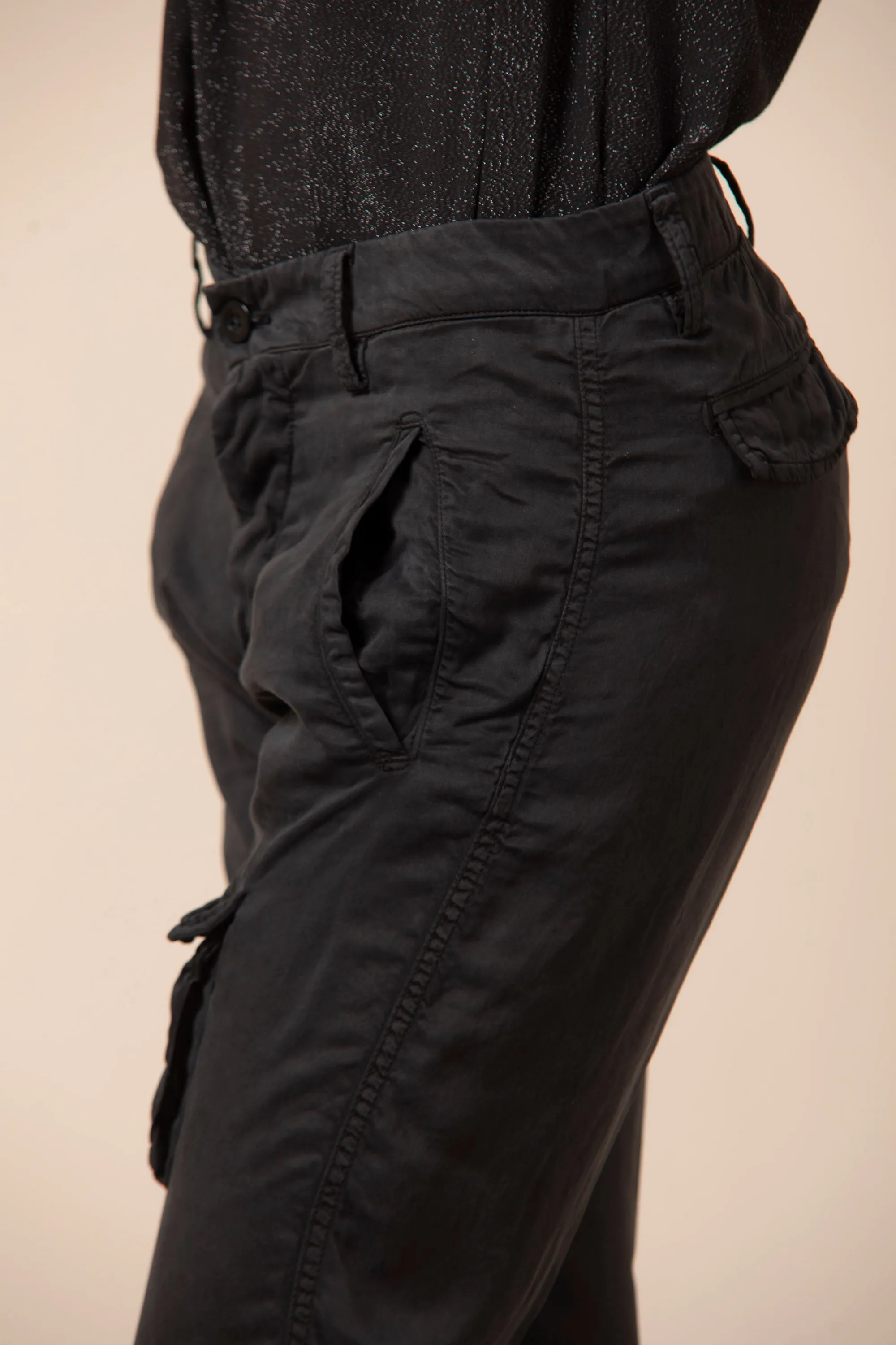 Asia Snake woman cargo pants in tencel with studs relaxed sold by Mason's product image thumbnail 3