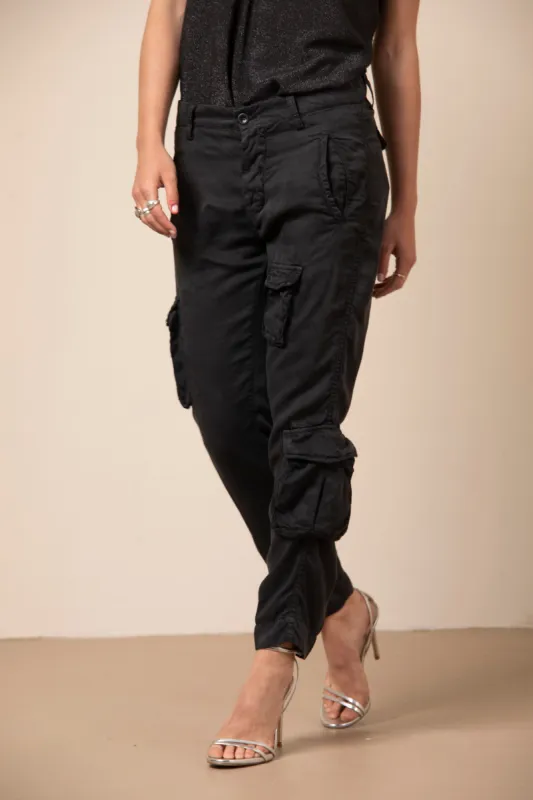 Asia Snake woman cargo pants in tencel with studs relaxed sold by Mason's