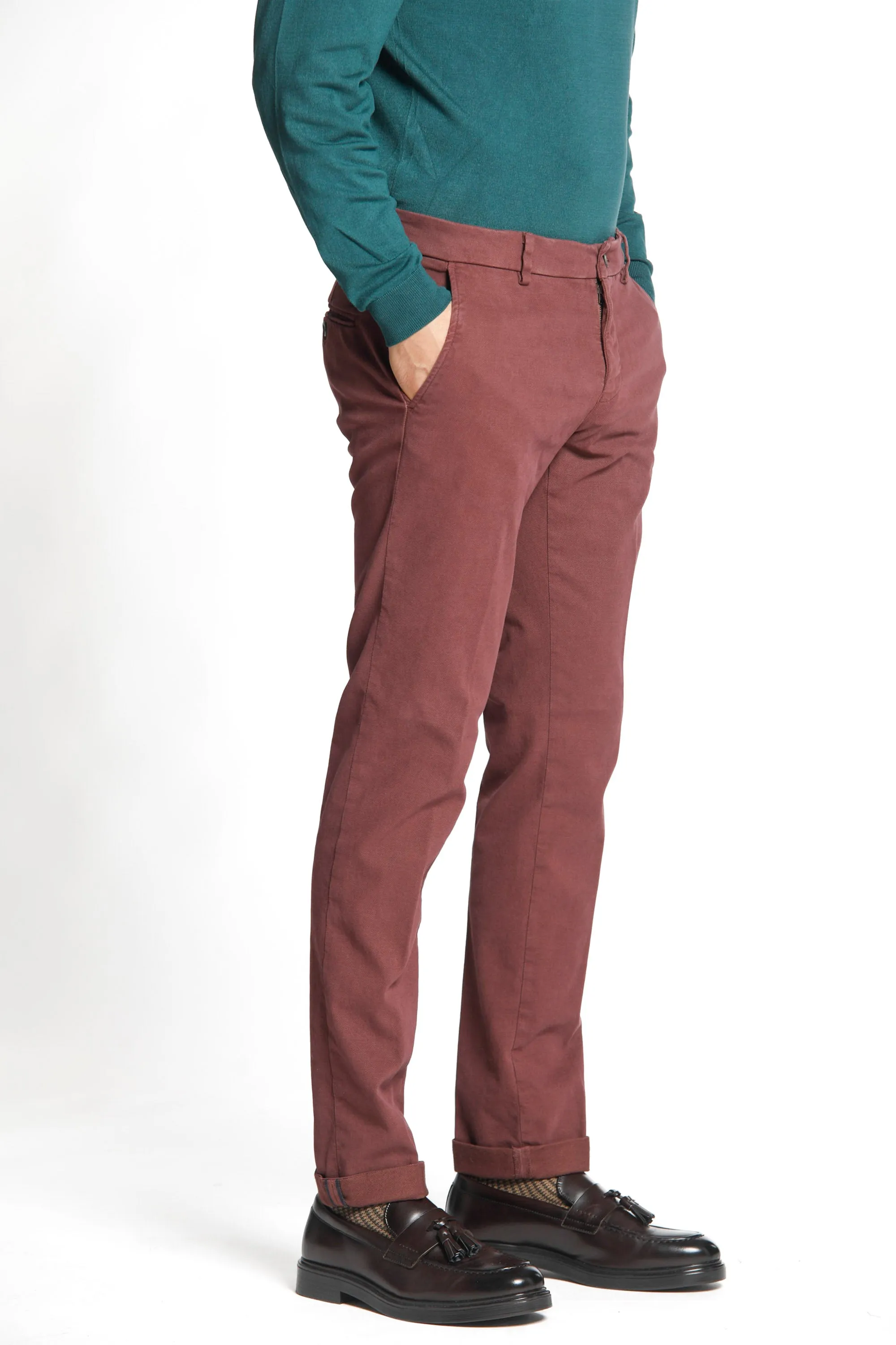Milano Style man chino pant in gabardine and cotton modal stretch extra slim sold by Mason's