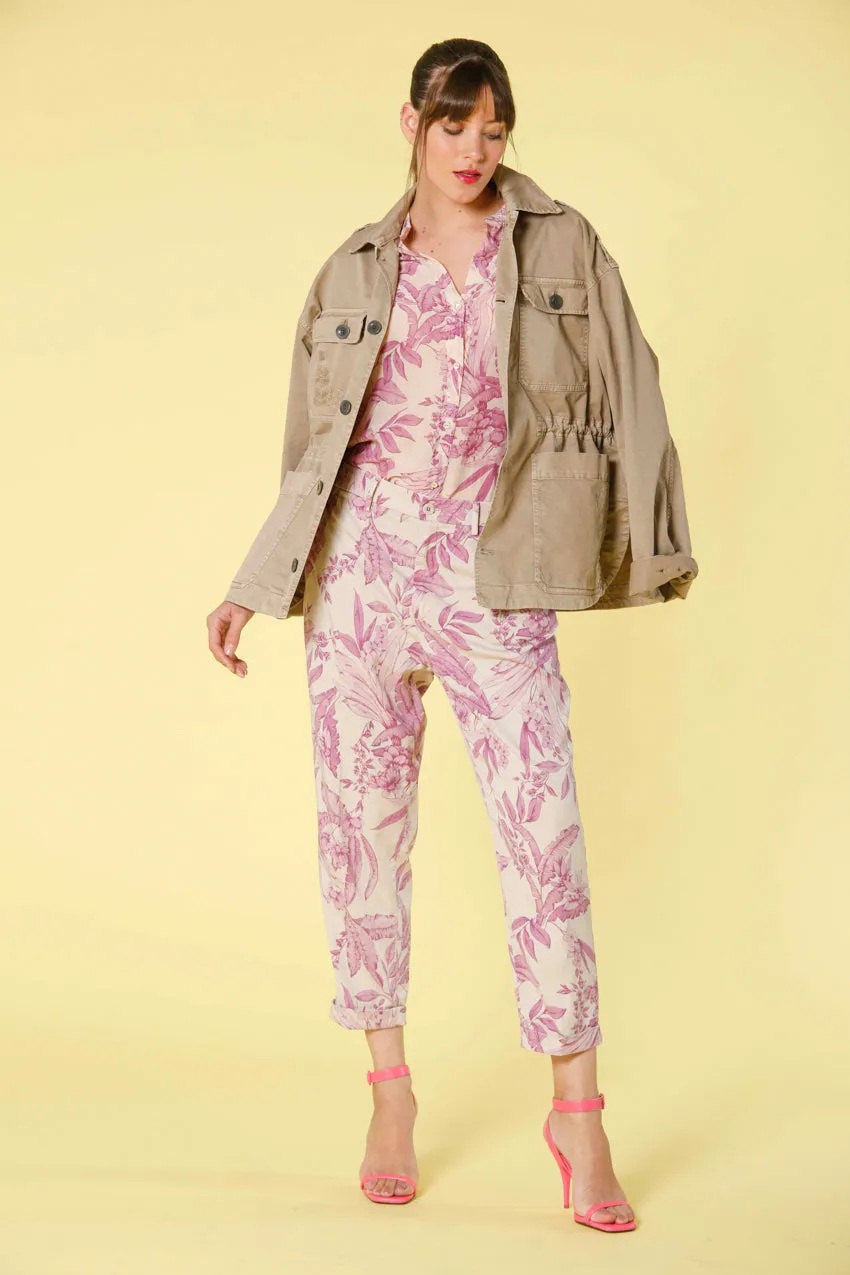 Linda Summer women's chino jogger pants in tencel twill with flower print relaxed sold by Mason's product image thumbnail 2