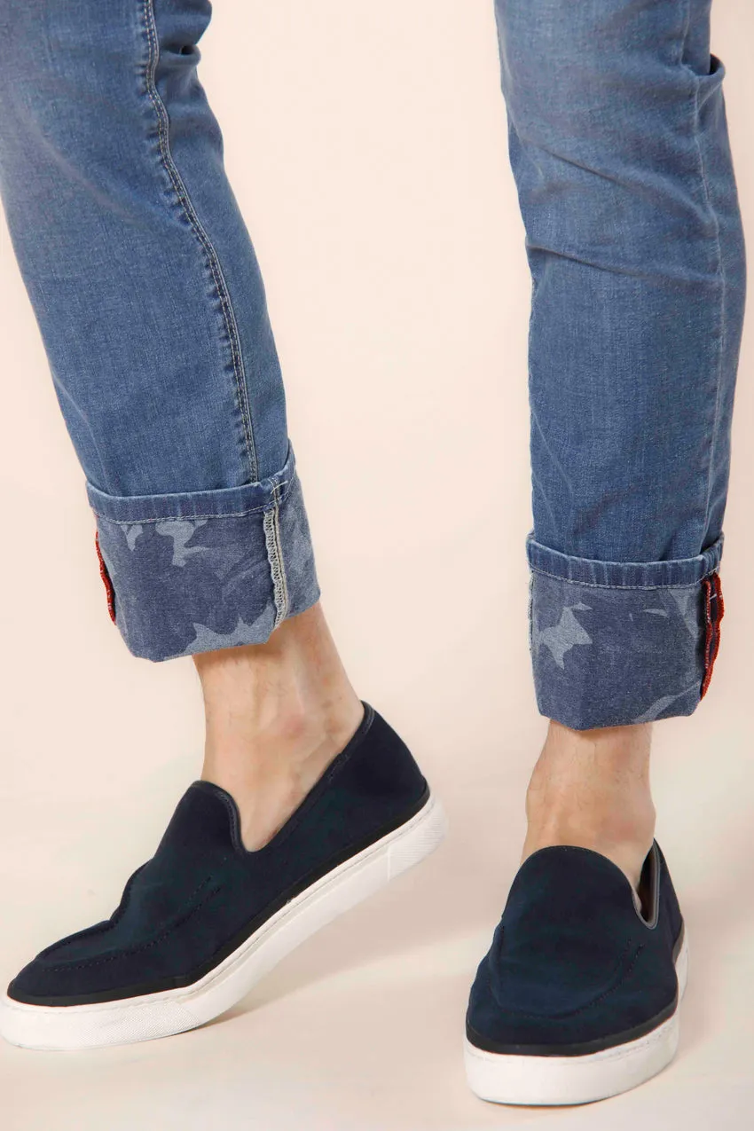 Harris 5 pockets men's pants in stretch denim with hawaii flower pattern slim sold by Mason's product image thumbnail 3