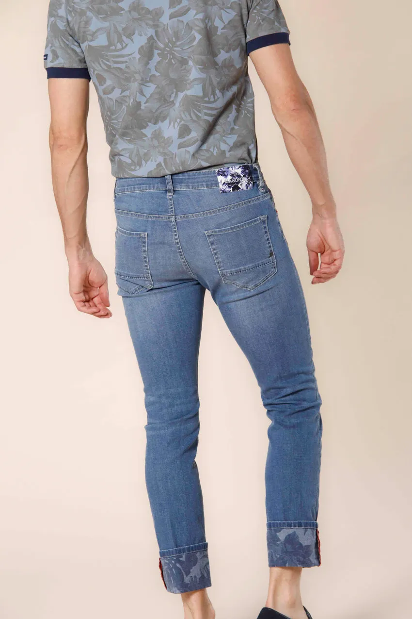Harris 5 pockets men's pants in stretch denim with hawaii flower pattern slim sold by Mason's product image thumbnail 4