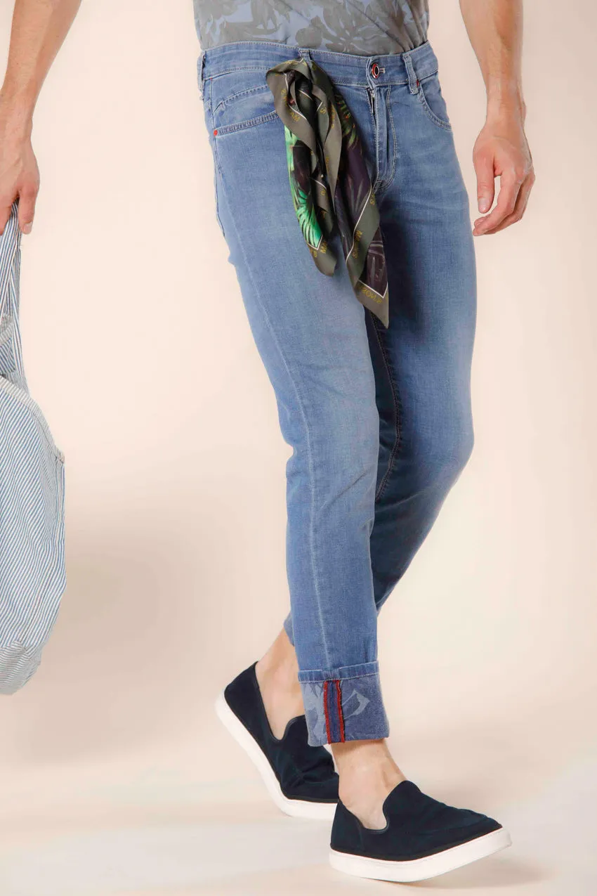 Harris 5 pockets men's pants in stretch denim with hawaii flower pattern slim sold by Mason's product image thumbnail 2