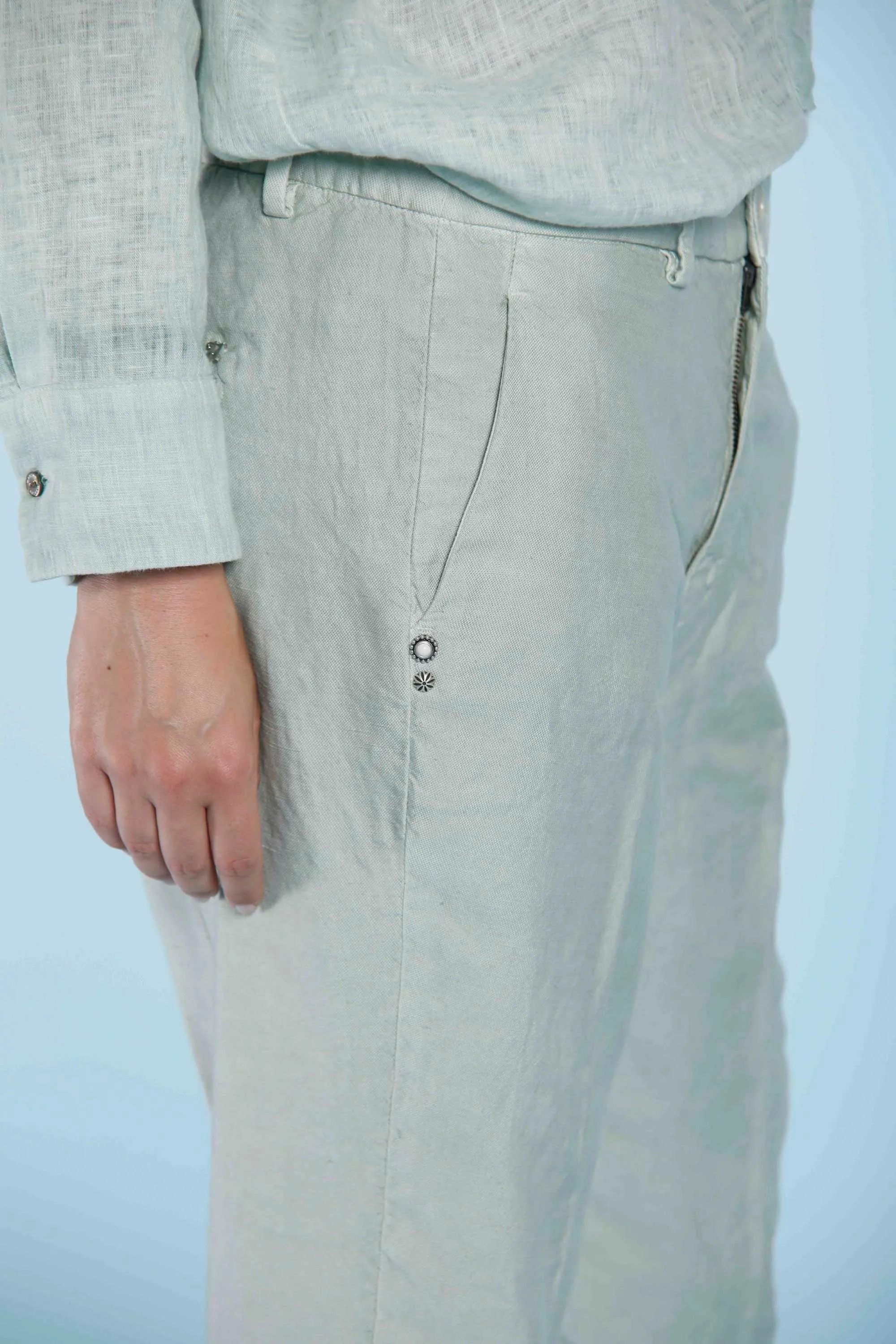 Linda Summer woman chino pants in tencel and linen relaxed sold by Mason's product image thumbnail 5