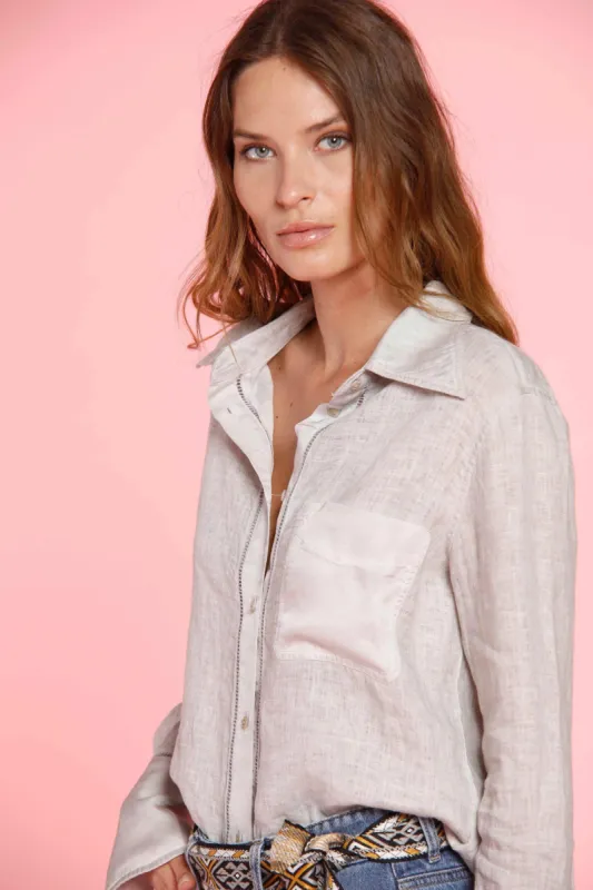 Nicole Patch woman long sleeves shirt in linen icon washing sold by Mason's