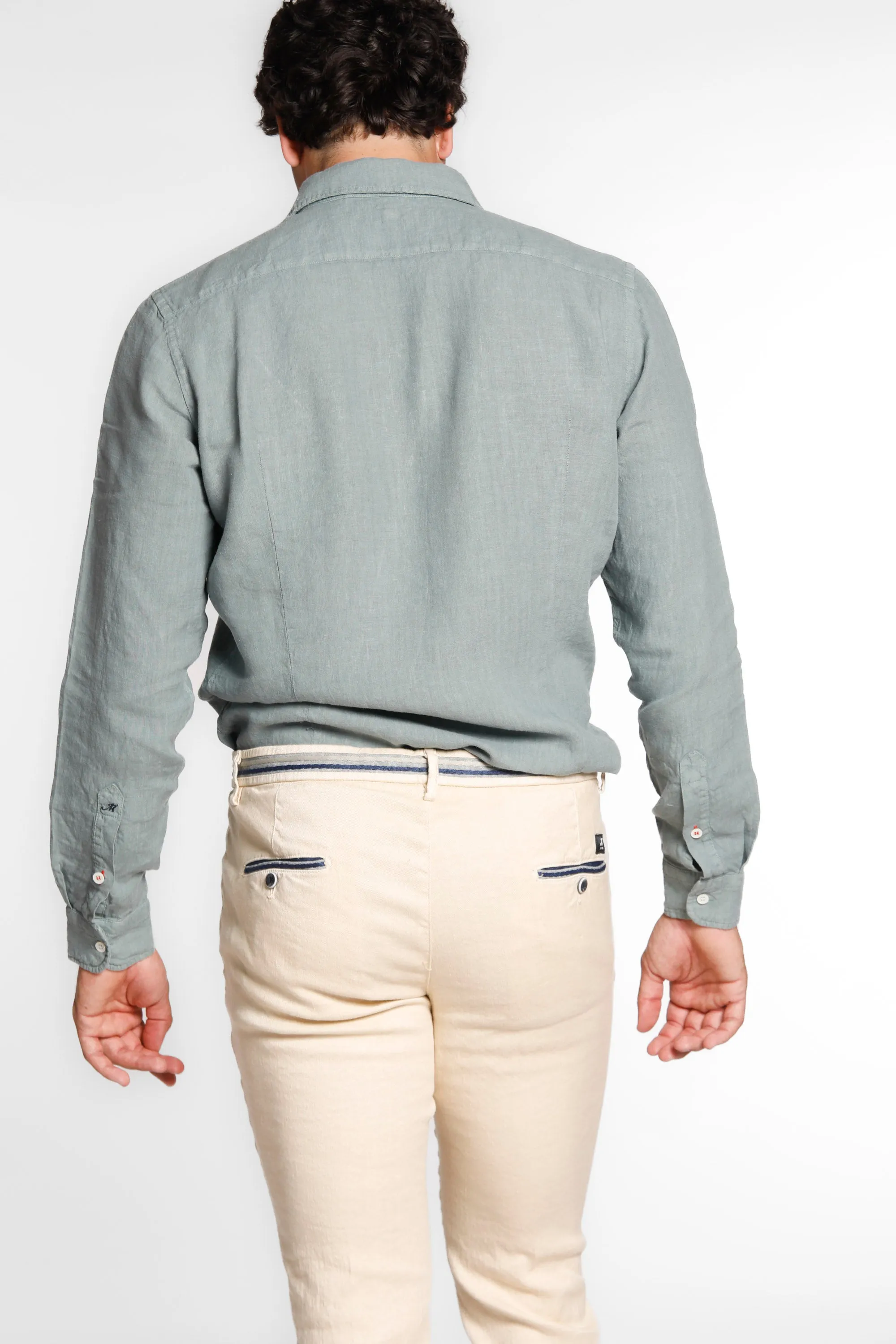 Torino man shirt in linen with long sleeves and ribbon regular sold by Mason's product image thumbnail 5