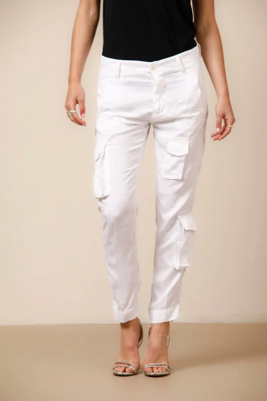 Asia Snake woman cargo pants in tencel with studs relaxed sold by Mason's