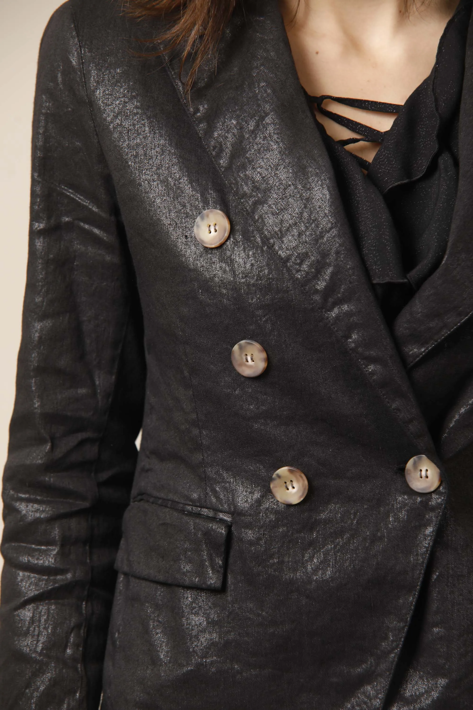 Caroline woman double breasted blazer in linen and cotton sold by Mason's product image thumbnail 4